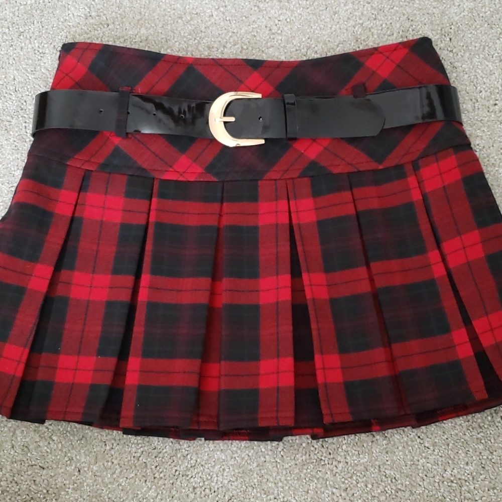 Black and Red Plaid Mini Skirt Goth Punk